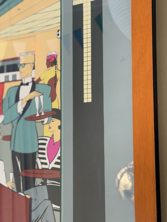 Image 1 of Serigrafia incorniciata "Café Costes", di Patrick Boussignac, stampata da Michel Caza, 1990