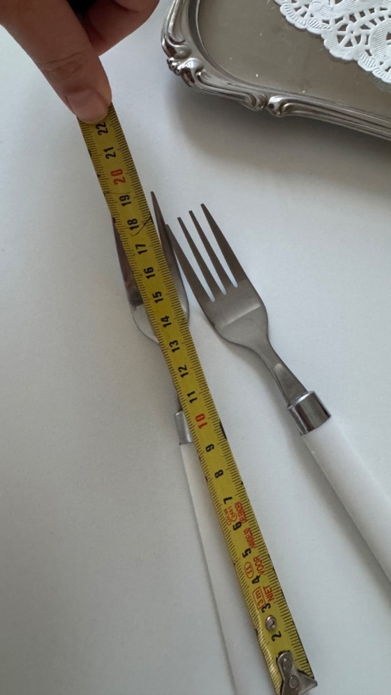 Image 1 of Set di 4 forchette con manico bianco vintage