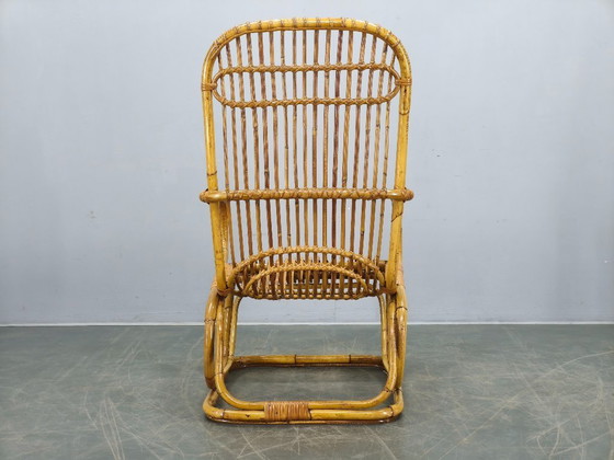 Image 1 of Italiaanse rotan loungefauteuil uit het midden van de 20e eeuw, jaren 60.