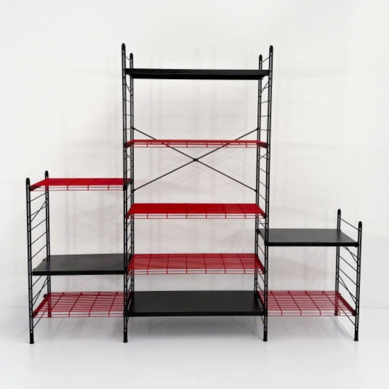 Image 1 of Postmodern Black & Red Modular Bookshelf in Metal, 1980s