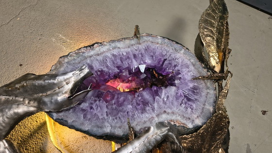 Image 1 of XL Illuminated amethyst wall sculpture by Marc D'Haenens, 1970s