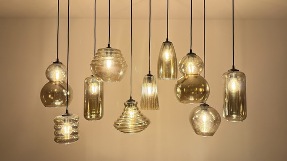 Image 1 of Quinto Smoke hanglamp met 10 glazen pendels