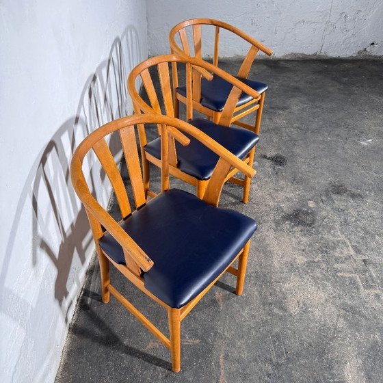 Set van 4 Carl-Ewert Ekström stoelen, blauwe lederen bekleding, jaren 70 – Fauteuils, Leather (photo 7 of 9)