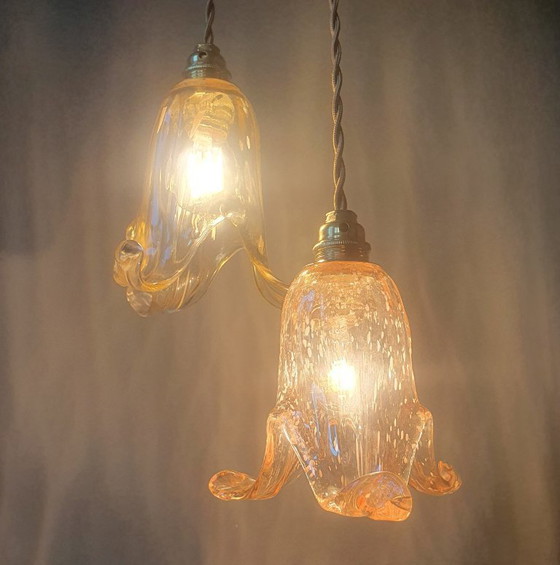 Image 1 of Set di 2 lampade a sospensione vintage di Murano - Italia - Murano