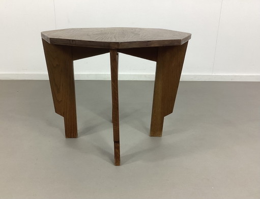 Mesa octogonal modernista Art Déco de la Escuela de Ámsterdam de la década de 1920.
