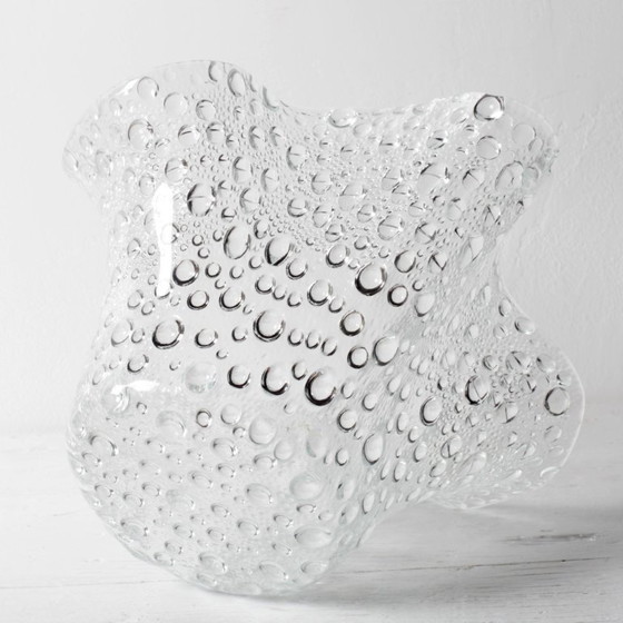 Image 1 of Mid-century Rare Clear Vintage Fazzoletto Glass Vase / Murano / Italy / 1970s