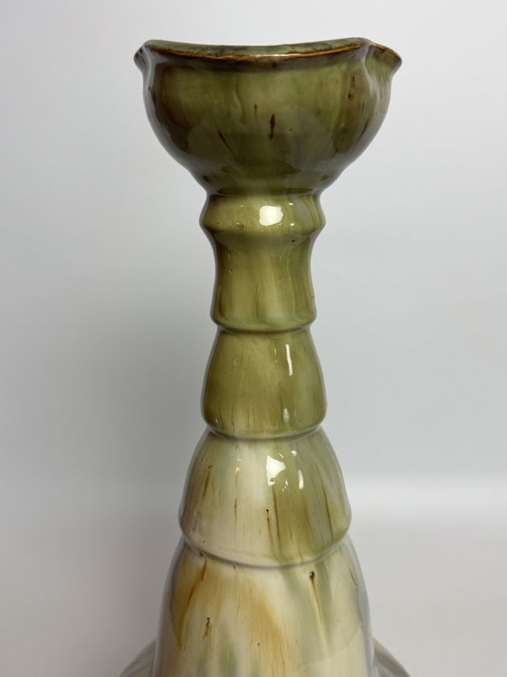 Image 1 of Pichet vintage en céramique émaillée multicolore brillante avec poignée, conçu par Eugene Losson pour Bouffioulx, années 1960.