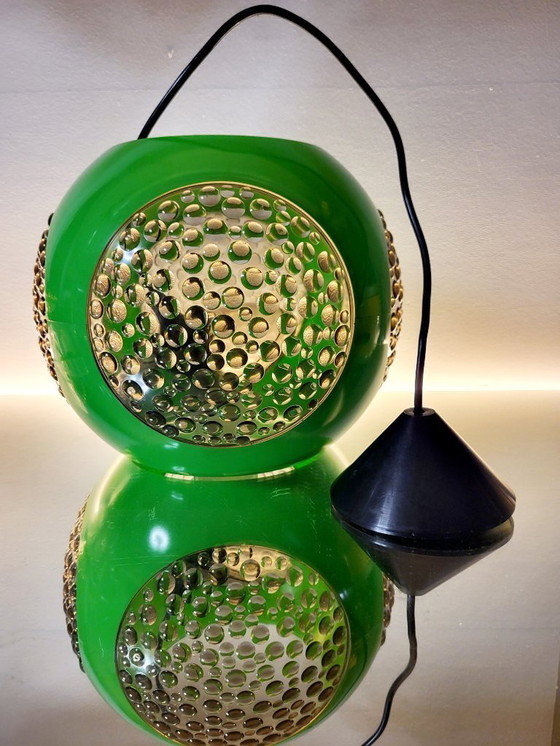 Image 1 of Space age hanglamp, Bug eye, Massive, groen, België, jaren 1970