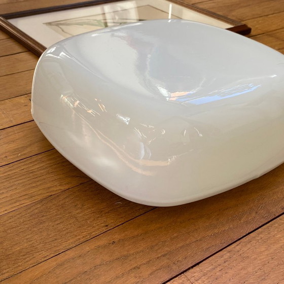 Image 1 of Lámpara de pared/techo cuadrada de cristal opalino blanco, años 60-70, 25 cm.