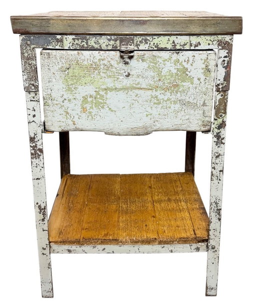 Graue, industrielle Kommode aus Eisen, 1950er Jahre