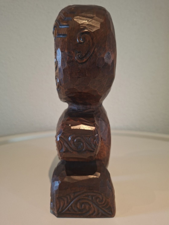 Unique Hand-Carved Māori Tekoteko Sculpture, Signed by Ropata (, Wood, Other, Brown (photo 11 of 13)