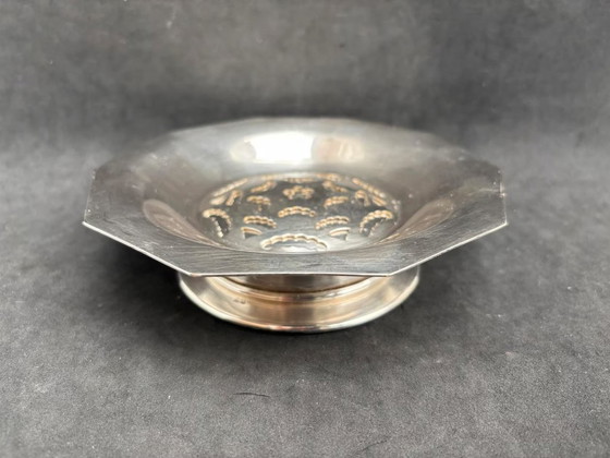 Image 1 of Vintage Coquillor boterkrulschotel: Art Deco roestvrij staal, gemaakt in Frankrijk