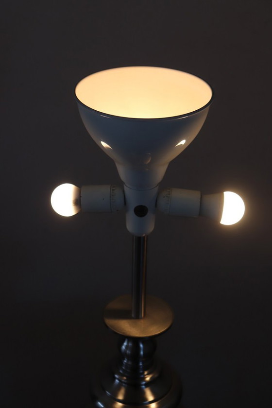 Image 1 of Large Table Lamp in Satin-Chrome Steel by Goffredo Reggiani, Italy 1970s