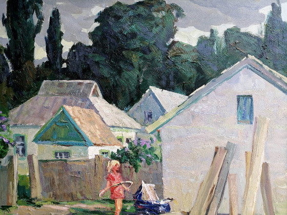 Original Oil Painting Rural Landscape Village Life Countryside Holidays In Gogolev – Paintings & Drawings (photo 4 of 10)