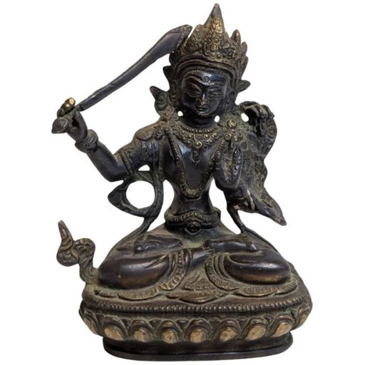 Bronzen Manjushri Beeld – Bodhisattva van Wijsheid