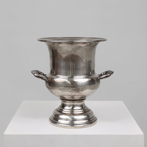 Mid-Century French Silver Plated Copper Champagne Bucket, 1890s