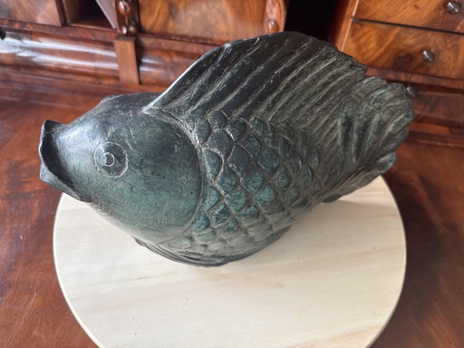 Vintage-Messing, das wie ein bronzener Karpfen aussieht – decoratieve objecten, Metal (photo 2 of 9)