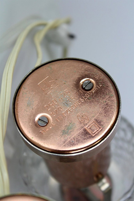 Lampade da tavolo in rame di Kamenicky Senov, anni '70, set di 2 – Glass, Copper (photo 12 of 13)