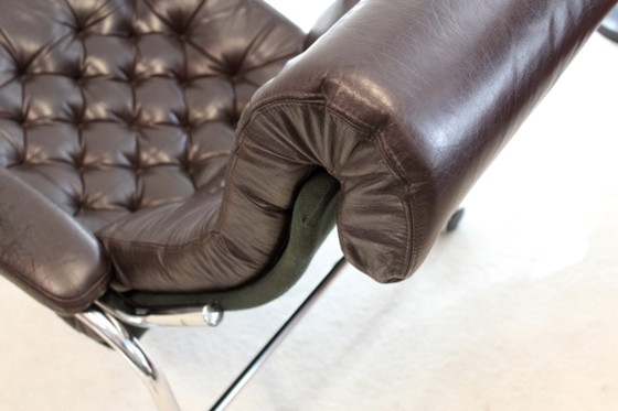 Noboru Nakamura Bore Leather Lounge Chair with Footstool, Ikea, Armchairs, Metal (photo 8 of 9)