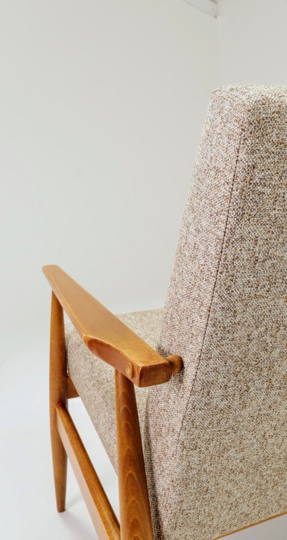 Image 1 of Vintage fauteuil etnische stijl beige granola bekleding stof ontwerp van H.Lis