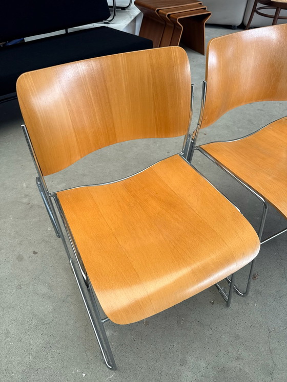 Set of 4 Howe 40/4 chairs, Dining chairs, Wood, Chrome, Brown (photo 3 of 15)