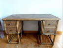 Grand Bureau Rotin et Cannage Style Maugrion 1970