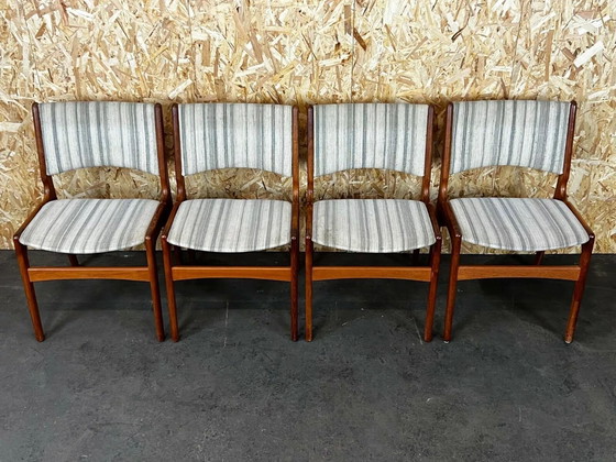 Image 1 of 4x 60's 70's Teak Chair Chaise Dining Chair Henning Kjaernulf Danish 60s