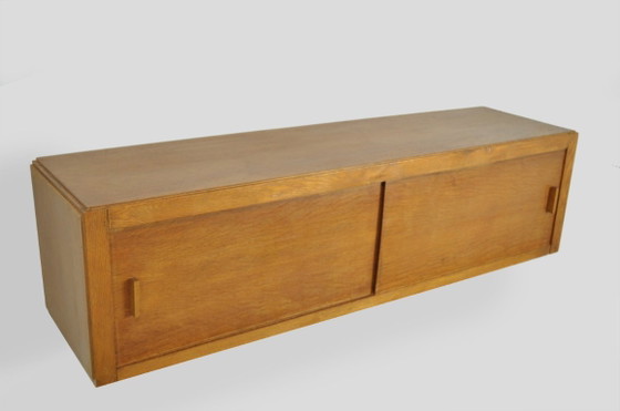 Vintage Mid-Century Wall Cabinet with Sliding Doors, 1960s – Wood (photo 7 of 14)