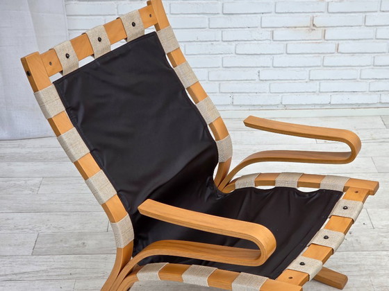 Image 1 of Années 1970, design norvégien d'Elsa & Nordahl Solheim, ensemble chaise et tabouret.