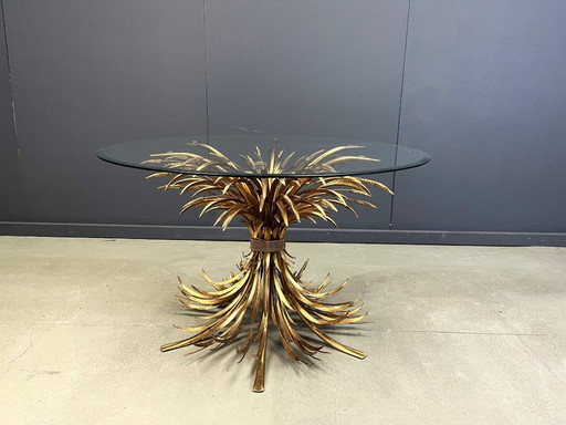 Table de salle à manger Coco Chanel en métal doré, années 1960