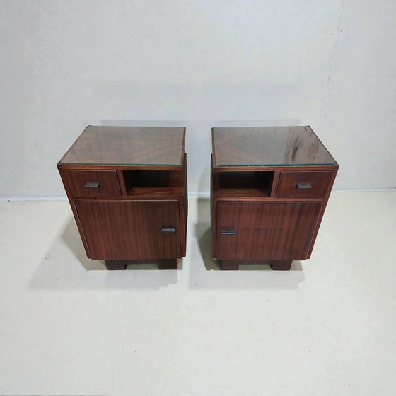 Image 1 of Antieke mahonie set nachtkastjes Art Deco