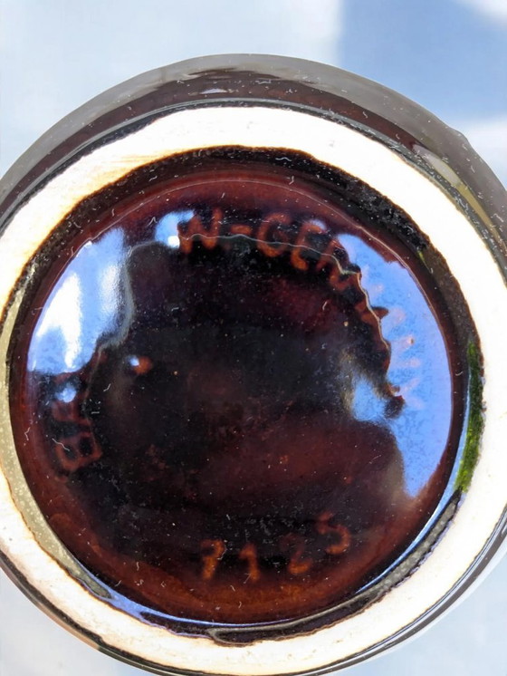 Image 1 of Vintage Bay Fat Lava jug, West Germany ceramic in beige with black-red-black design, 60s/70s, model number 71-25