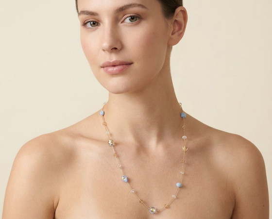 Image 1 of Halsketting van Murano-glas met 24-karaats bladgoud – Gecertificeerd – 86 cm