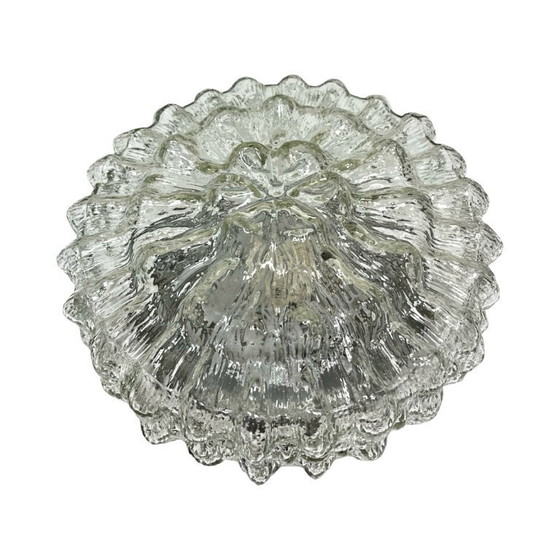 Image 1 of Lámpara de techo de cristal, aplique de pared RZB 32310 con motivo floral / Cristal de hielo, Alemania, década de 1970.