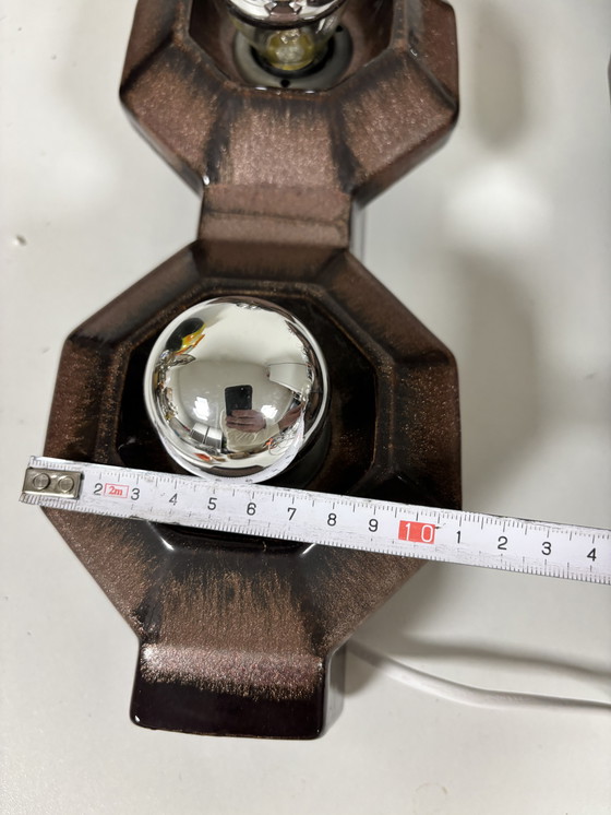 Image 1 of Lampade da parete in ceramica marrone di Pan, Germania, 1970, set di 2