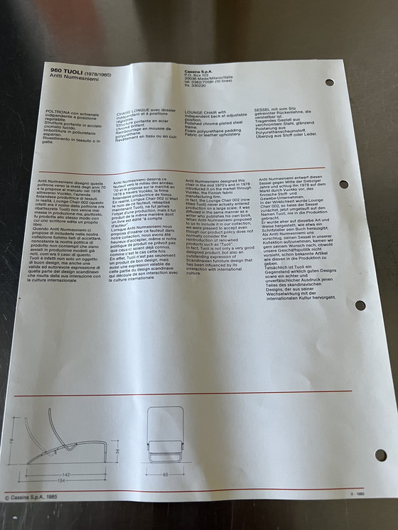 Image 1 of 960 Tumbona moderna "Tuoli" de Antti Nurmesniemi para Cassina