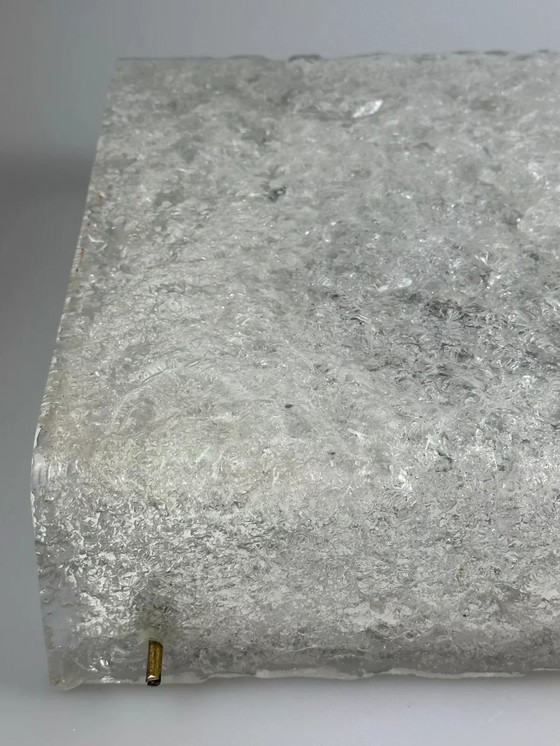 Image 1 of Lampada da soffitto in vetro ghiacciato anni '60-'70 da montare a filo di Kaiser Leuchten Germania