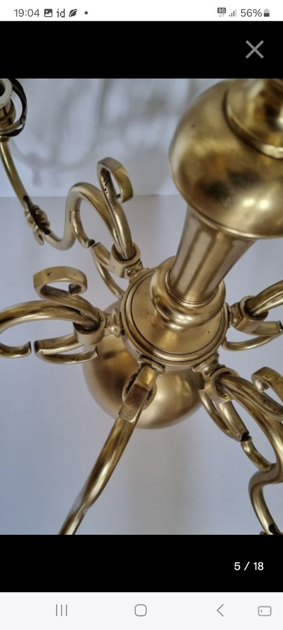 Lampadario a sfera 1880-1900 in splendide condizioni, Illuminazione, Rame, Porcellana, Dorato (foto 3 di 10)