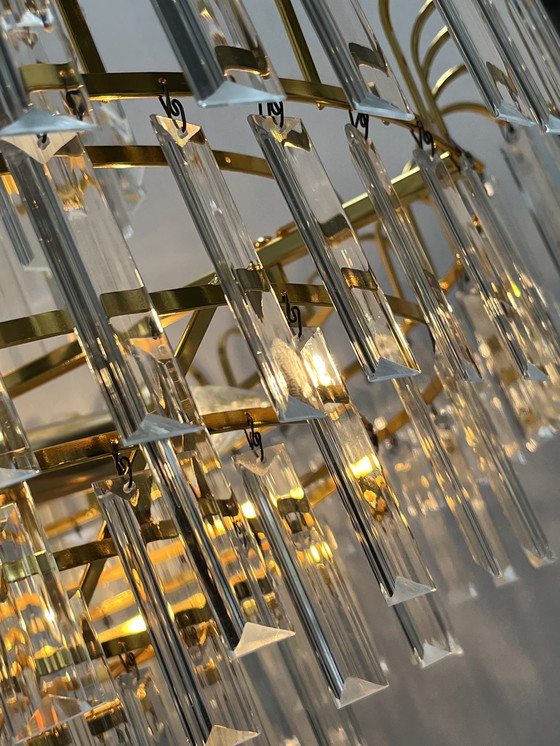 Image 1 of XL size large size hand cut Crystal Chandelier 70s mid century Style