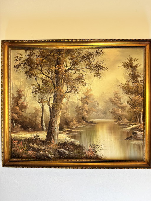 Classic oil painting with gilded frame - 67 x 58 cm - signed I. Copia