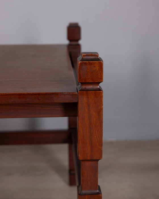 Vintage 1960s coffee table with pull-out tray, Italian design – Wood (photo 5 of 10)