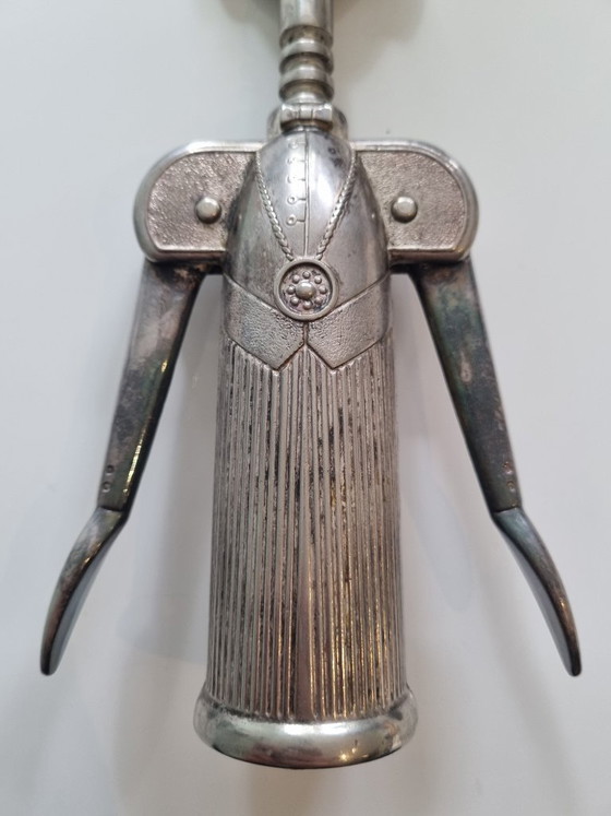 Sacacorchos de diseño "Pierre el Sommelier", Aldo Colombo, Italia, 1984. – Accesorios de cocina, Metal (photo 3 of 9)