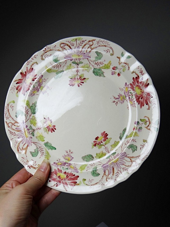 4 Antieke Longchamp Pâquerettes polychrome aardewerk dessertborden – Servies, Ceramic, Vintage (photo 4 of 15)
