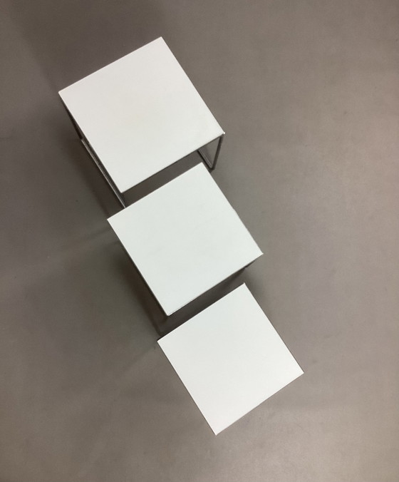 Image 1 of Set vintage nesting tables bijzettafels chroom