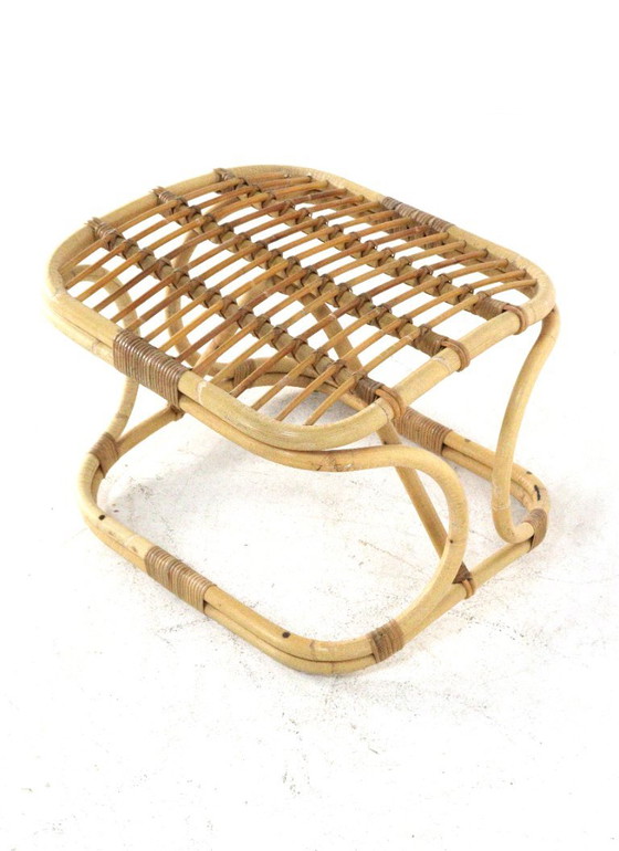 Poggiapiedi e pouf vintage in rattan (photo 5 of 11)