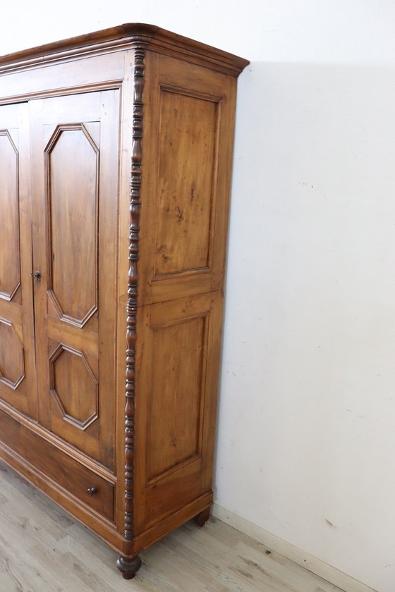 Image 1 of Solid Poplar Wood Antique Wardrobe, Italy Mid 19th Century
