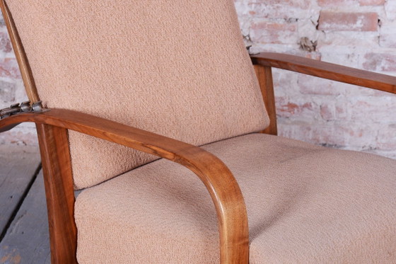 Restored Art Deco Reclining Armchair, Walnut, High Gloss, Czech. 1920s – Metal, Textile (photo 9 of 14)