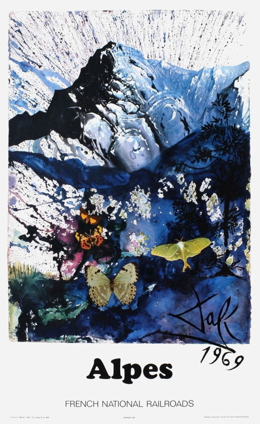 Salvador DALI SNCF - Franse Nationale Spoorwegen - Alpes (groot) originele poster 1