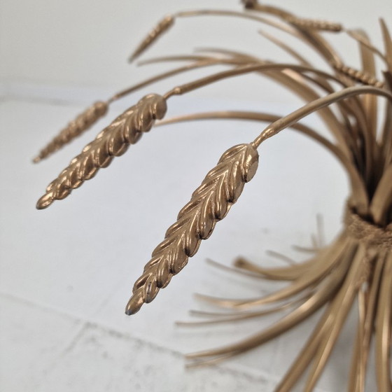 Image 1 of Hollywood Regency vergulde Coco Chanel-stijl Sheaf of Wheat salontafel, jaren 70