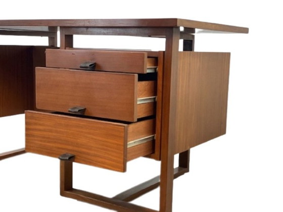 Image 1 of Vintage Bureau, 1960-70, Grand ModèLe, Hout, Leer